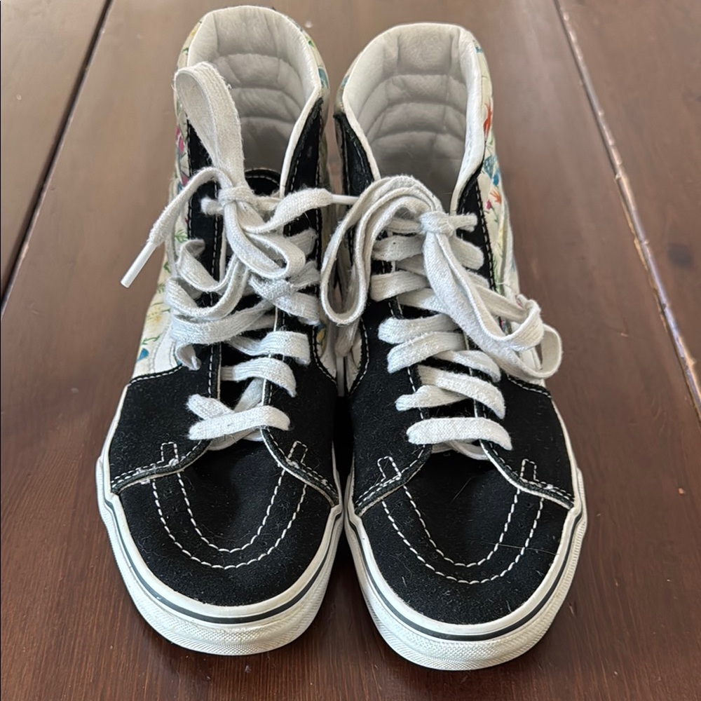 Vans Black and White High-Top Sneakers with Signature Stripe
